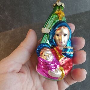 Vintage Glass Ornament Mary and Child Christmas Nativity